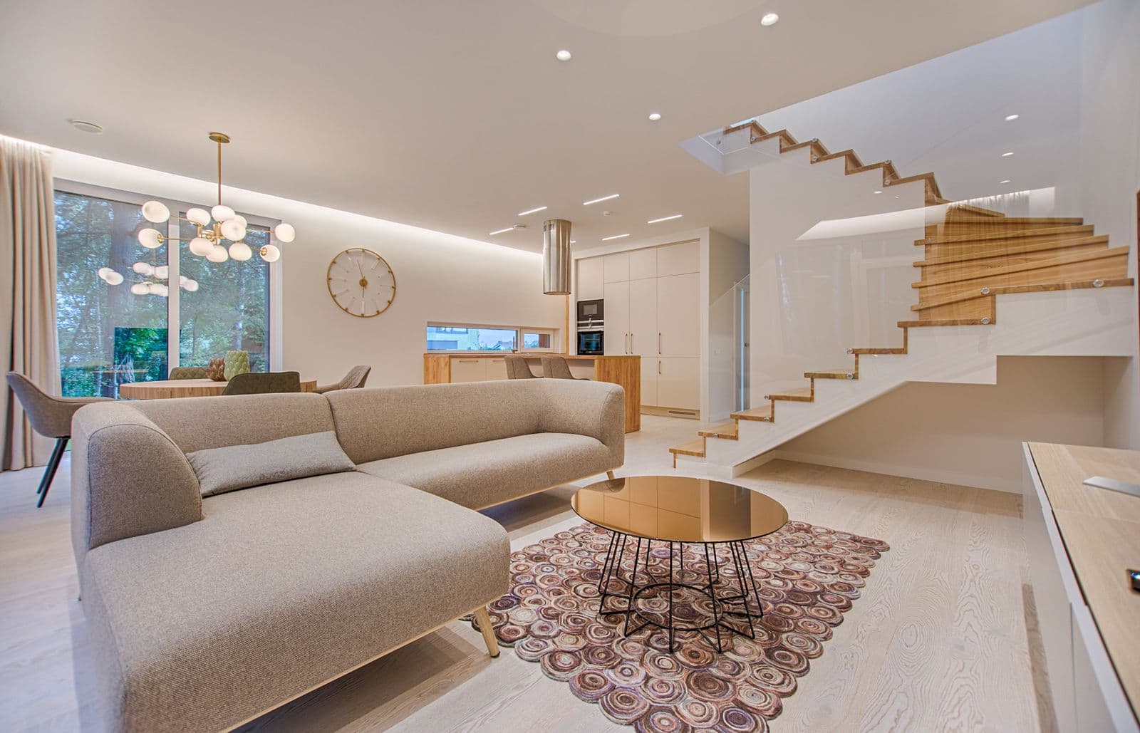 Bright, guest-ready living room after a turnover clean